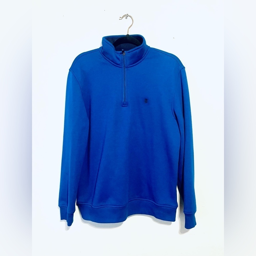 Izod Mens Sweatshirt Size Medium Blue Stretch 1/4 Zip Pullover Advantage Preform